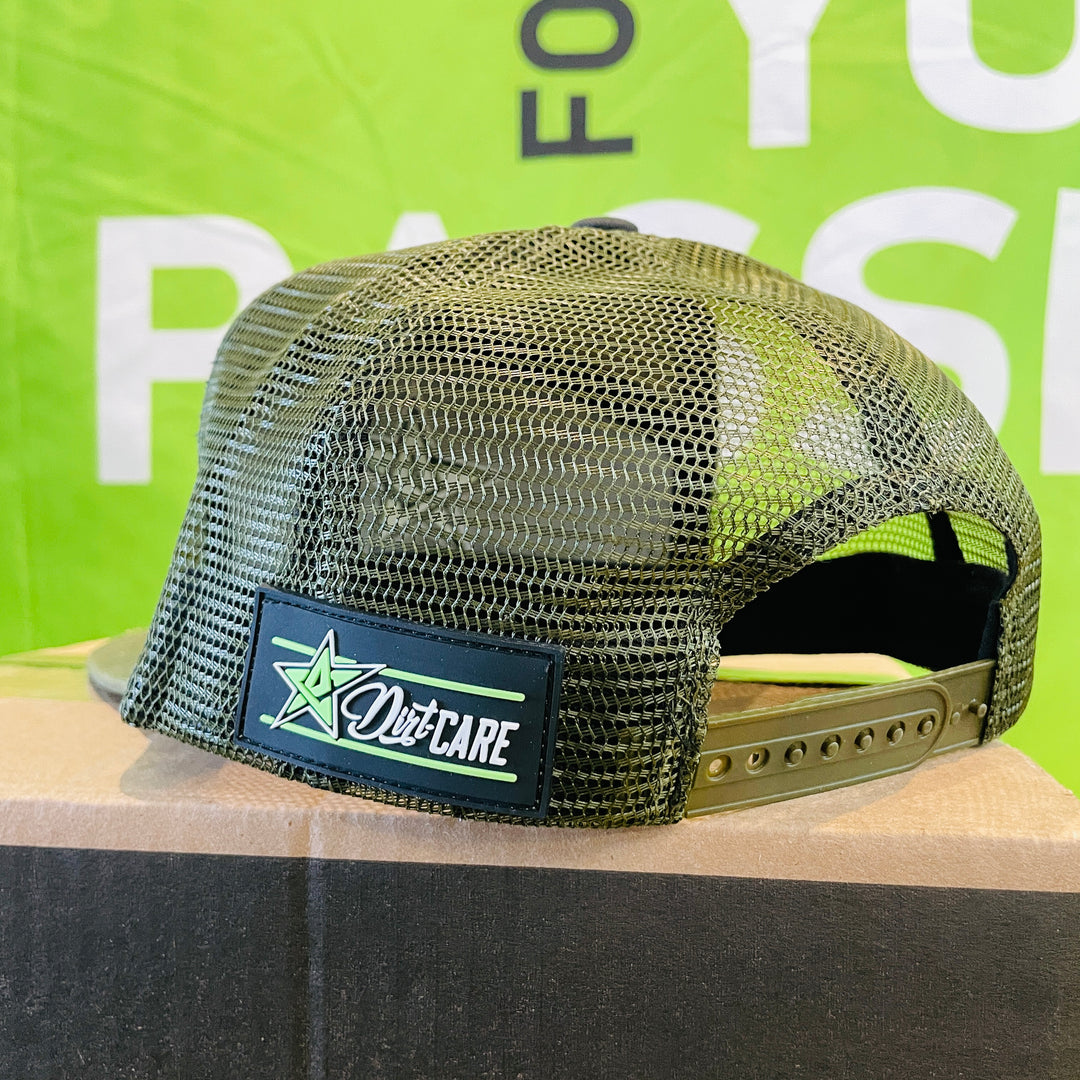 Dirt-Care Trucker Flat Hat – Camo Edition